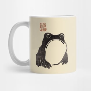 Grumpy Japanese Frog, Cute Sad Cottagecore Toad and Their Froge Thought Bubble Dialogues Mug